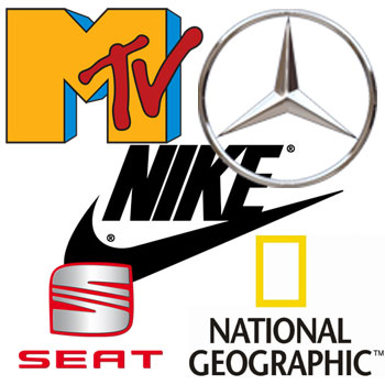 MTV, Seat, Mercedes, National Geographic, Nike, Logo